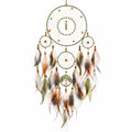 Attrape-rêves suspendu 35 x 90 cm en plumes turquoise blanc beige style bohème
