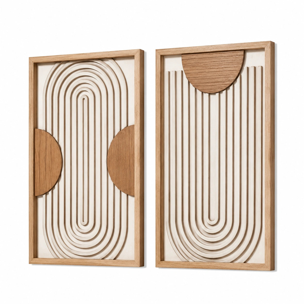 Lot de 3 panneaux décoratifs muraux 30 x 90 cm en bois beige style naturel ajouré