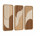 Décoration murale triptyque 40 x 90 cm en bois beige/marron style géométrique