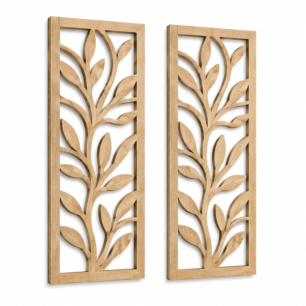 Lot de 3 panneaux muraux 40 x 50 cm en bois vert naturel à motif géométrique