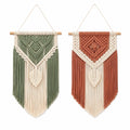 Tenture murale macramé 120 x 90 cm coton vert sauge style bohème