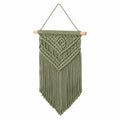 Tapisserie murale en macramé 45 x 80 cm coton vert avec franges décoratives