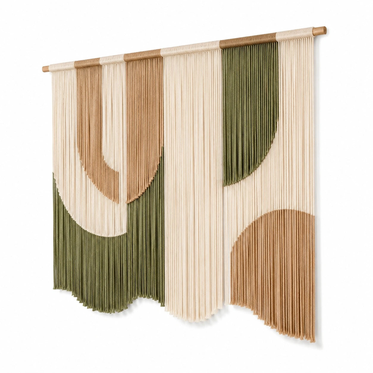Tenture murale 80 x 100 cm en coton beige vert bleu style bohème