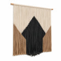 Tenture murale en macramé 100 x 120 cm coton vert olive et écru style bohème
