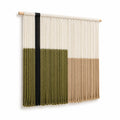 Tapisserie murale macramé 65 x 100 cm coton marron avec franges style bohème