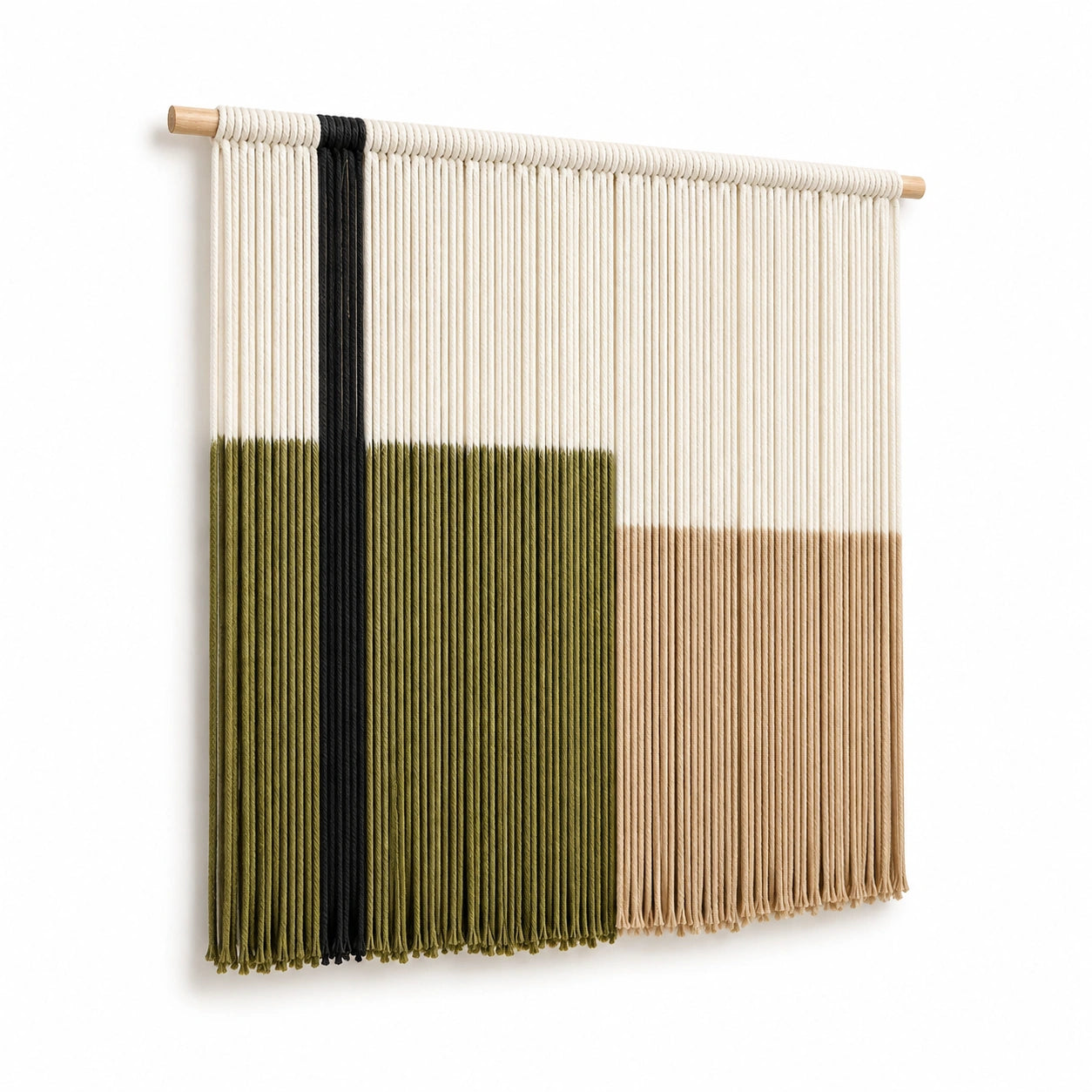 Tapisserie murale macramé 65 x 100 cm coton marron avec franges style bohème