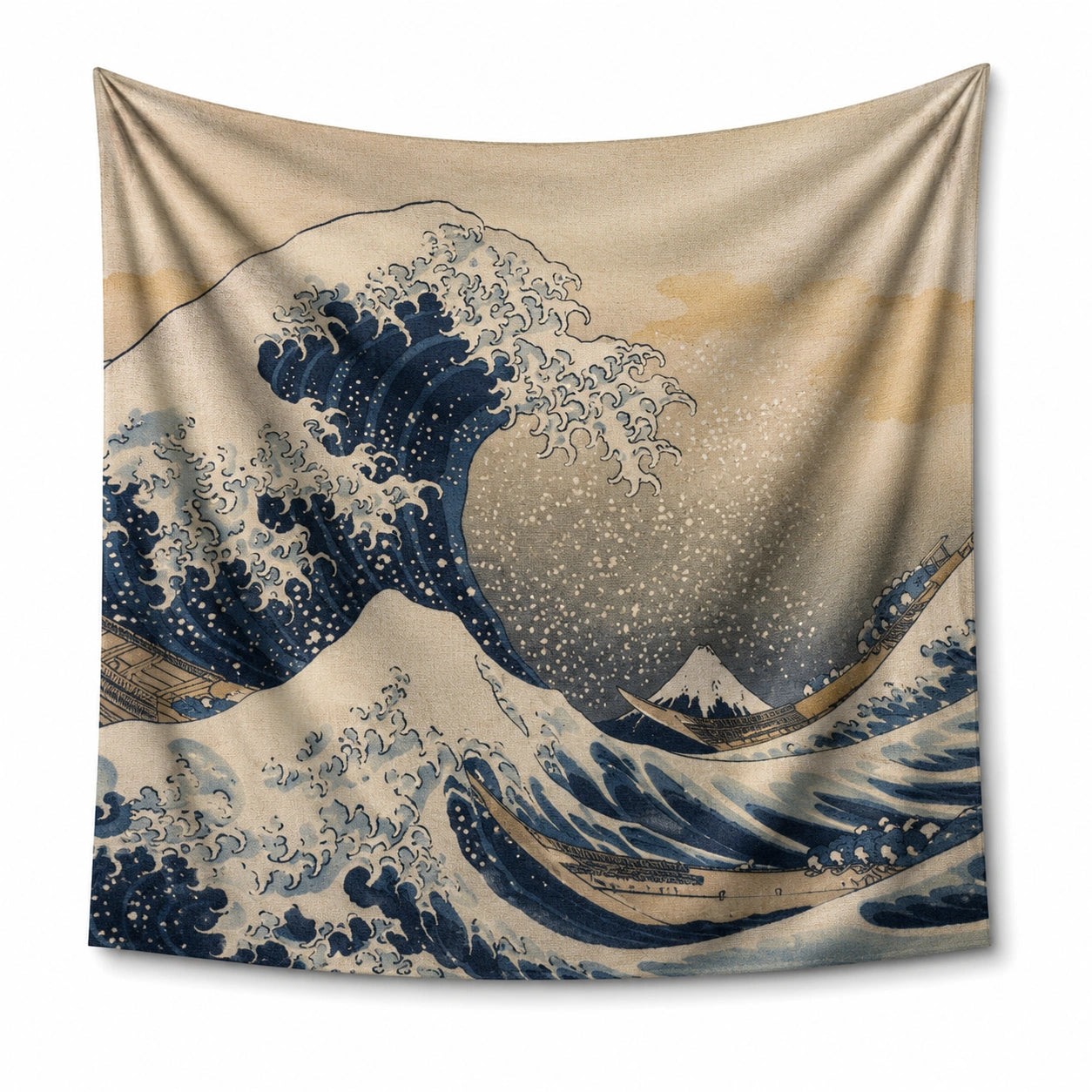 Tenture murale en macramé 120 x 100 cm coton beige marron style bohème